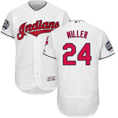 Indians #24 Andrew Miller White Flexbase Authentic Collection 2016 World Series Bound Stitched MLB Jersey